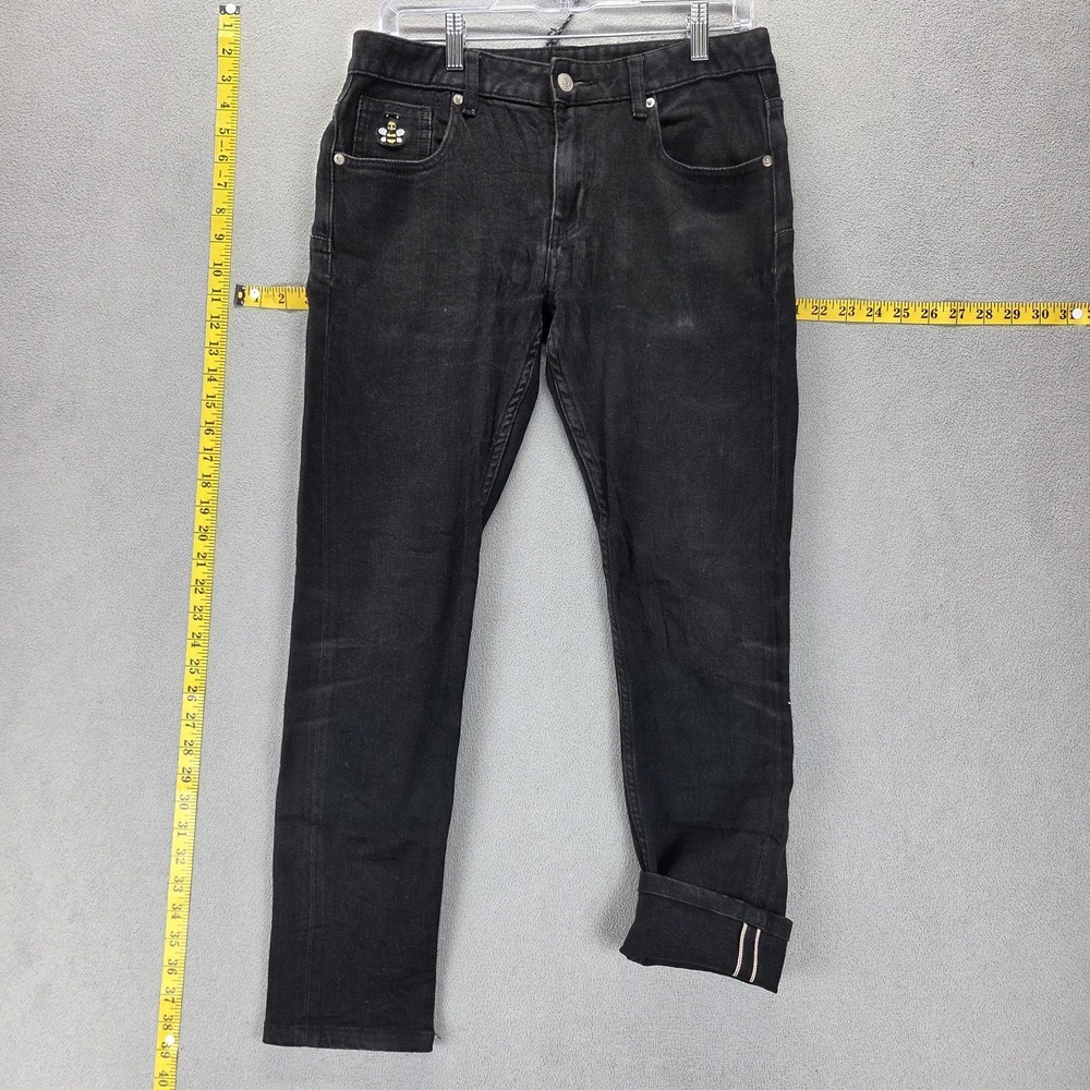 Dior Jeans Mens 30 Black Selvedge Slim Tapered Charcoal Wash Zip Fly